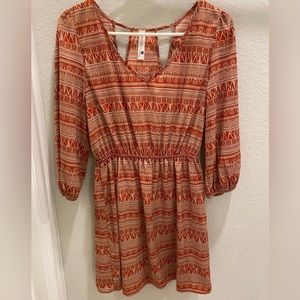 Cute, short, Aztec print red dress